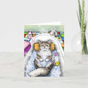 Lönsam katt i Bath Cat 761 Bathroom art Tack Kort