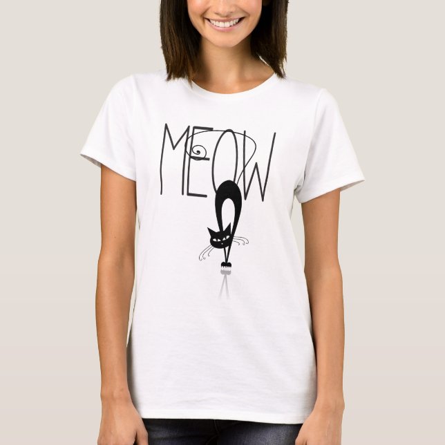 Lönsam katt - Kattens Meow Stylized-katt T Shirt (Framsida)