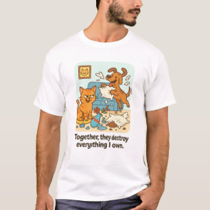 Lönsam katt och Hund T-Shirt - tillsammans förstör