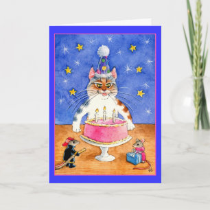 Lönsam katt- och musfödelsedag kort