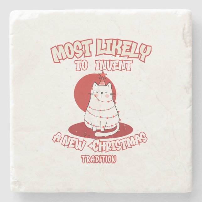 Lönsam katt som mest lockar en ny julklapp stenunderlägg (Framsidan)