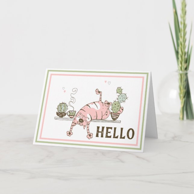 Lönsam katt som streck för tom insida av hälsnings kort (Framsida)