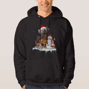 Lönsam kinesisk skäggig Hund jul, Snögubbe Julafto Hoodie