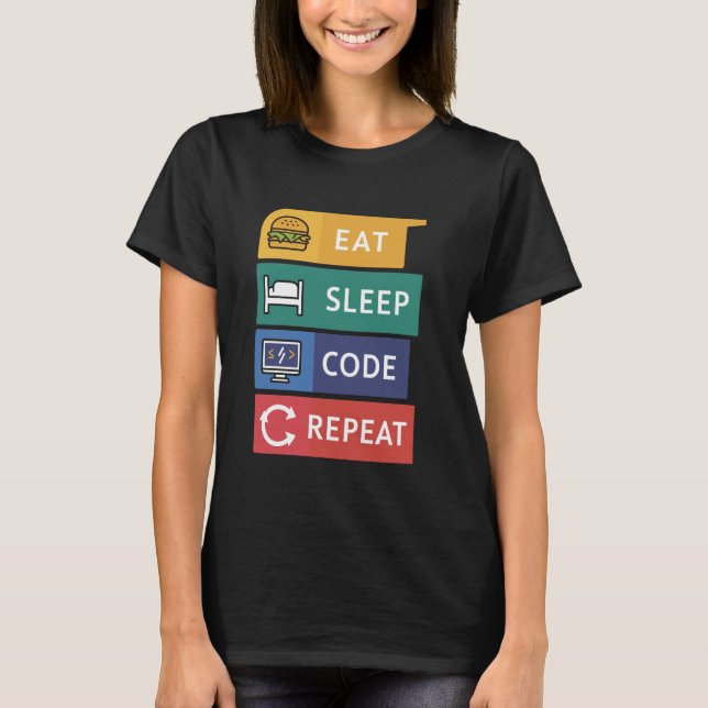 Lönsam kodning för kodning av Eat Sömnkod Repea T Shirt (Framsida)
