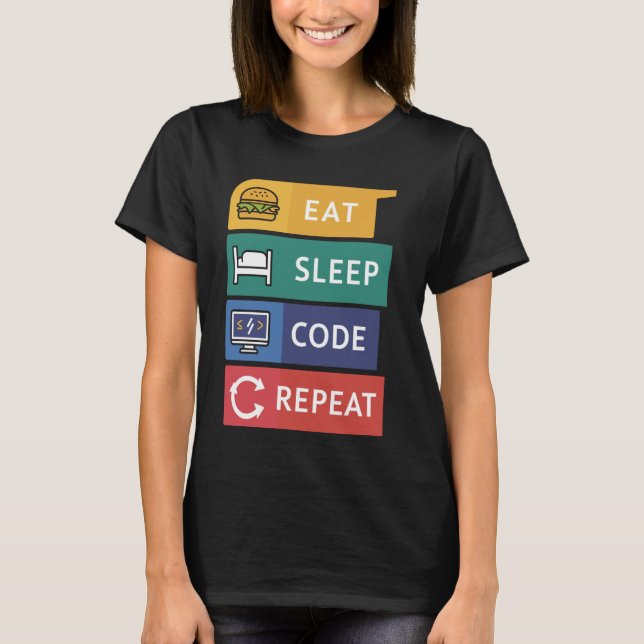 Lönsam kodning för kodning av Eat Sömnkod Repea T Shirt (Framsida)