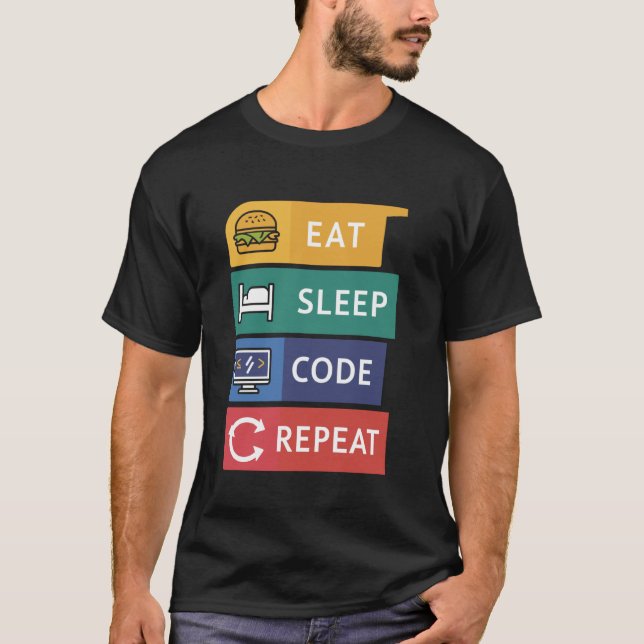 Lönsam kodning för kodning av Eat Sömnkod Repea T Shirt (Framsida)
