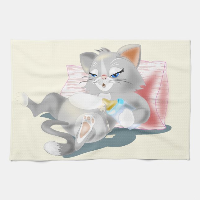 Lönsam kökshandduk med Baby Cat - Anpassade (Horisontell)