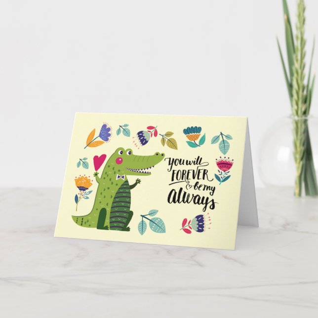 Lönsam krokodildag Alla hjärtans dag Helgkort (Framsida)