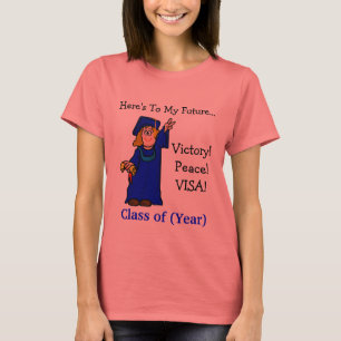 Lönsam kvinnlig Student ge skylt T-shirt