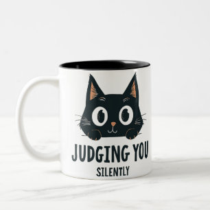 Lönsam langare som dömer Cat Judgmental Cat Kopp-g Två-Tonad Mugg