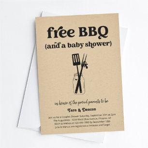 Lönsam, ledig BBQ Par Baby Shower Inbjudningar