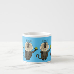 Lönsam lejon tecknad av makaque monkey espressomugg