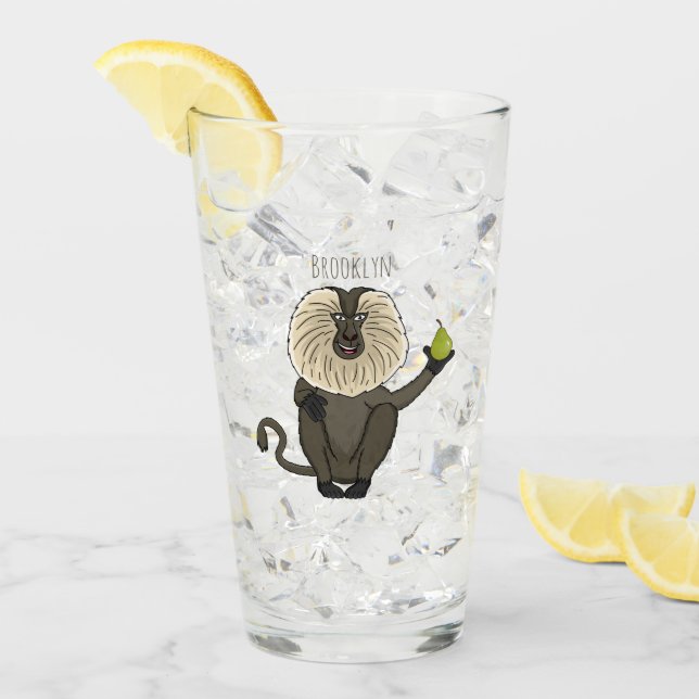 Lönsam lejon tecknad av makaque monkey glaskopp (Framsida Ice)