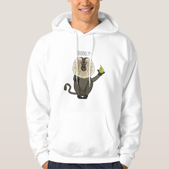 Lönsam lejon tecknad av makaque monkey hoodie (Framsida)