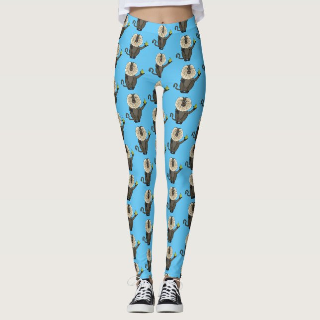 Lönsam lejon tecknad av makaque monkey leggings (Framsida)