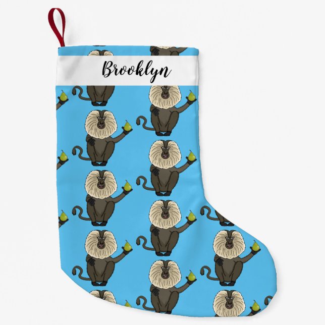 Lönsam lejon tecknad av makaque monkey liten julstrumpa (Framsidan)