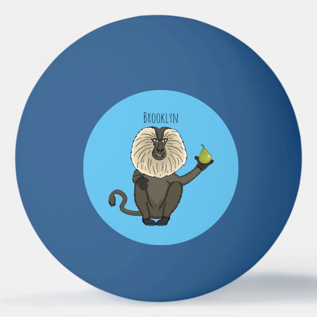 Lönsam lejon tecknad av makaque monkey pingisboll (Framsidan)