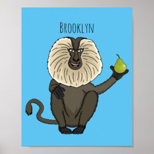 Lönsam lejon tecknad av makaque monkey poster