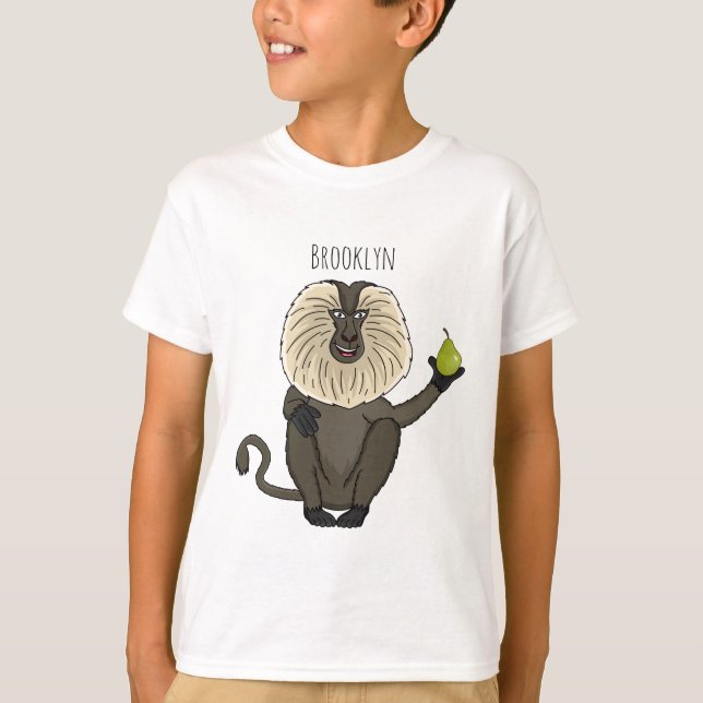 Lönsam lejon tecknad av makaque monkey t shirt (Framsida)