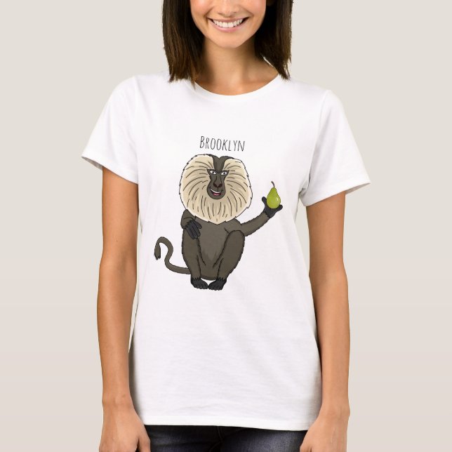 Lönsam lejon tecknad av makaque monkey t shirt (Framsida)