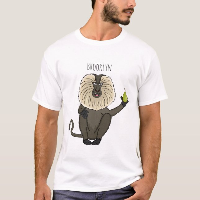 Lönsam lejon tecknad av makaque monkey t shirt (Framsida)