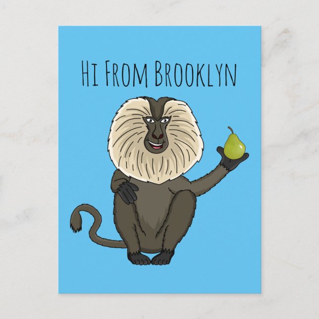 Lönsam lejon tecknad av makaque monkey vykort (Framsida)