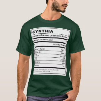 Lönsam livsmedelsetikett Female Beståndsdelar CYNT T Shirt