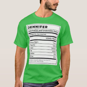 Lönsam livsmedelsetikett Kvinnliga ingredienser JE T Shirt