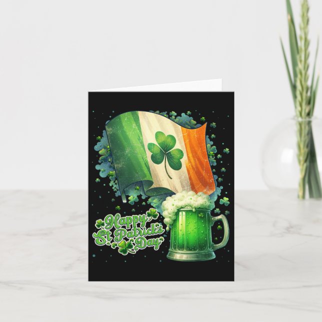 Lönsam Lycklig St patricks day Irish Flagga och Be Kort (Framsida)
