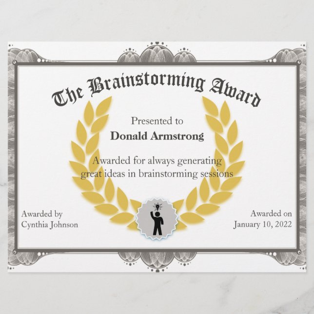 Lönsam medarbetares pris - Brainstorming (Framsida)