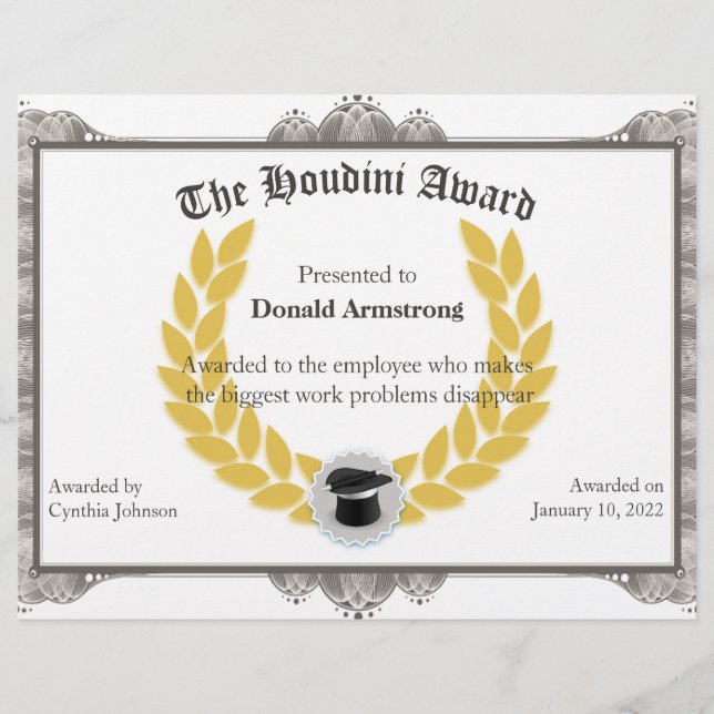 Lönsam medarbetarpris - Houdini (Framsida)