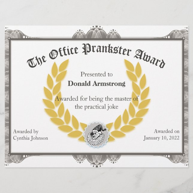 Lönsam medarbetarpris - Practical Joke (Framsida)