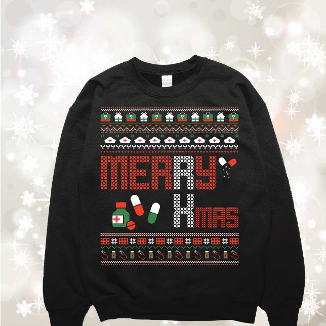 Lönsam medicinsk RX Ugly Sweater Sweatshirt T Shirt (Skapare uppladdad)