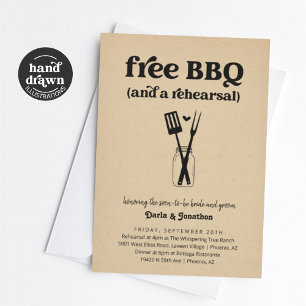 Lönsam middagsinbjudan till BBQ Bröllop Inbjudningar