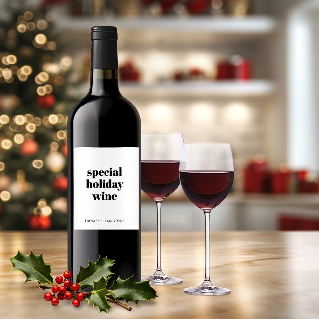 Lönsam, minimalistisk jul Humor Helgdag Vinflaska Etikett (Funny Minimalist Christmas Humor Holiday Wine Label)