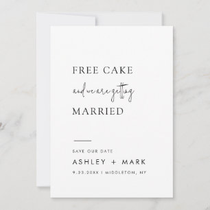 Lönsam, minimalistisk skript, friterad Cake Bröllo Spara Datumet