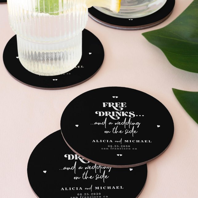 Lönsam modern gratis dryck bröllop spara datum underlägg papper (Skapare uppladdad)