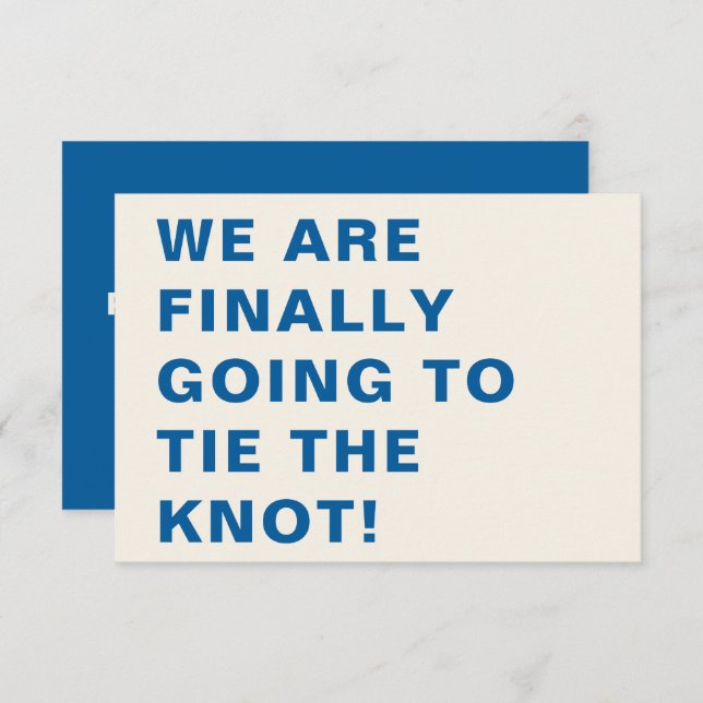 Lönsam modern koboltblå typografi Bröllop Spara Datumet (Fram/baksida)