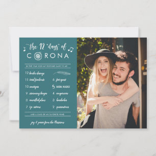 Lönsam modern, tolv dagar av Corona Teal Photo Julkort