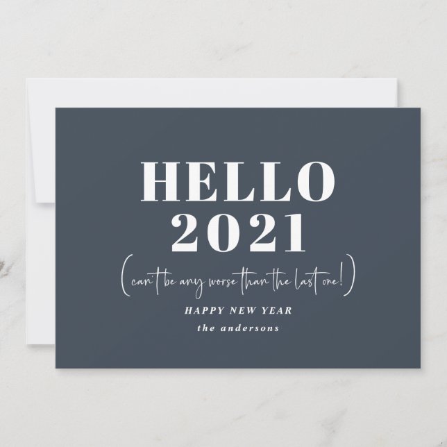 Lönsam modern typografi hej nytt år julkort (Framsida)