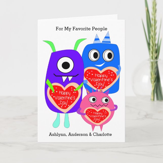 Lönsam Monster Kids Valentindag Helgkort (Framsida)