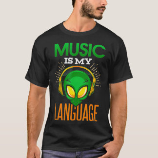 Lönsam musik är mitt språk Alien Headphone Musici T Shirt