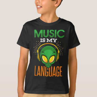 Lönsam musik är mitt språk Alien Headphone Musici T Shirt