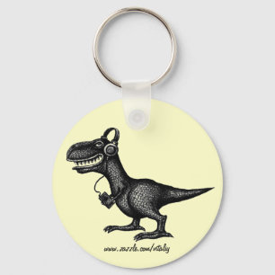 Lönsam musikdinosaur-penna bläck teckning art-nyck nyckelring