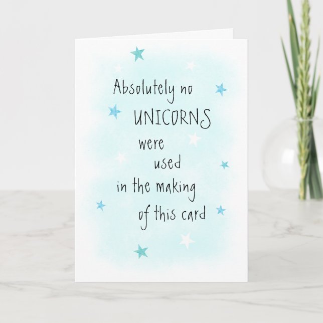 Lönsam NO Unicorn Bilder Blue Birthday Hälsning Kort (Framsida)