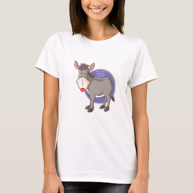 Lönsam novelty KISS MY DONKEY Women's mode T Shirt (Framsida)