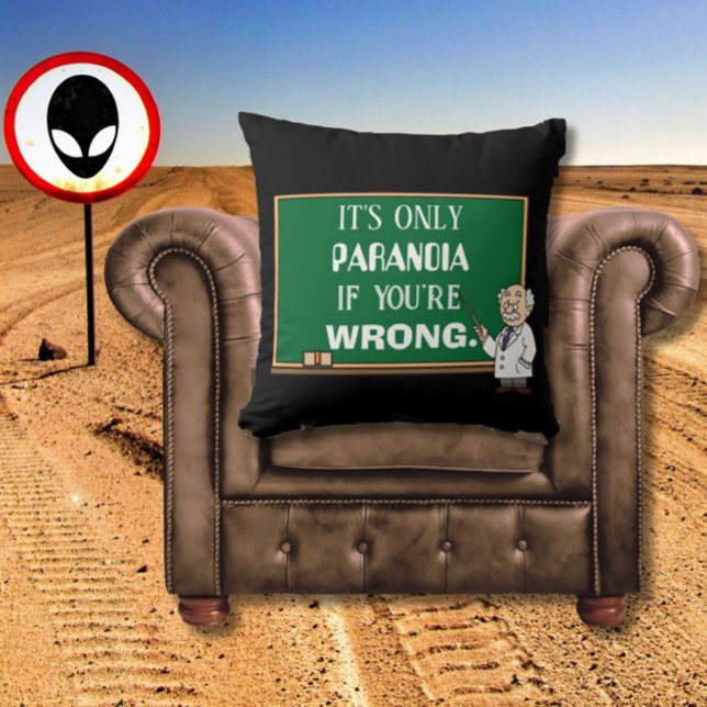 Lönsam Novelty Paranoia Conspiracy Theorist Black Kudde (A funny throw pillow for the paranoid person or conspiracy theorist in your life! Great for mancaves)