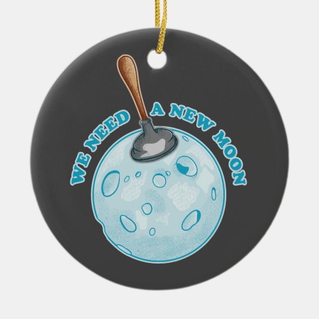Lönsam ny måne-astronomi julgransprydnad keramik (Framsidan)