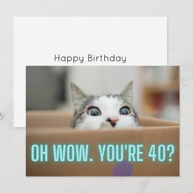 Lönsam Nyfiken katt 40:e födelsedagsstall Kort (Fram/baksida)