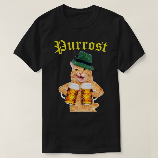 Lönsam Oktoberfest Cat - Kattunge Drinking Beer Pu T Shirt (Design framsida)